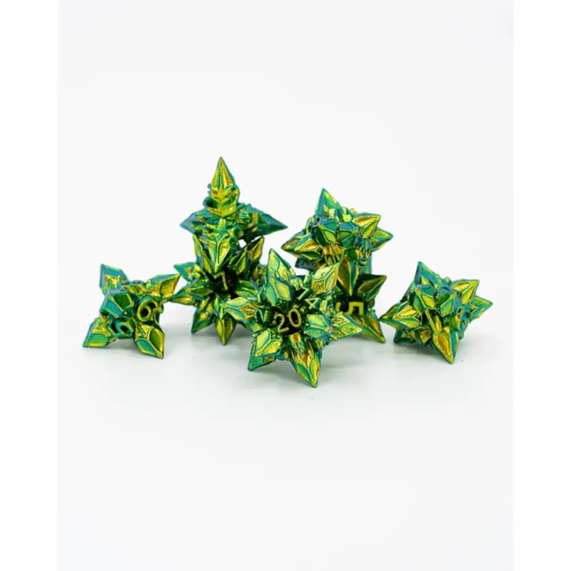Leaf Shard Metal Polyhedral (D&D) Dice Set (7)